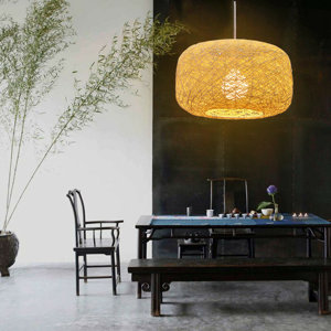 Nicoletti 7.8'' H X 15.7'' W Rattan Lantern Drum Chandelier