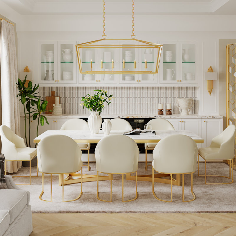 Modern White Faux Marble Dining Table with Double Pedestals Base Pre-Assembly, 29.53"H x 78.4"L x 39.37"W