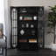 Armoire multimédia à panneau de fenêtre noire-70850155