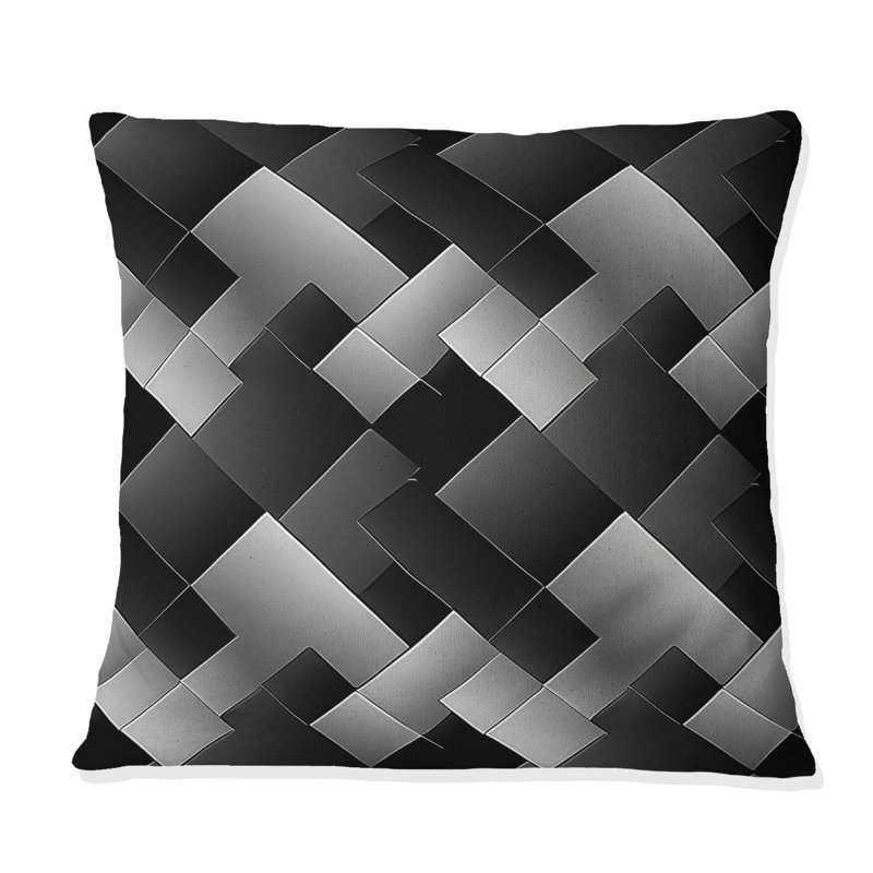 Coussin traditionnel noir Houndstooth Print II - noir, H 16 po x l 16 po