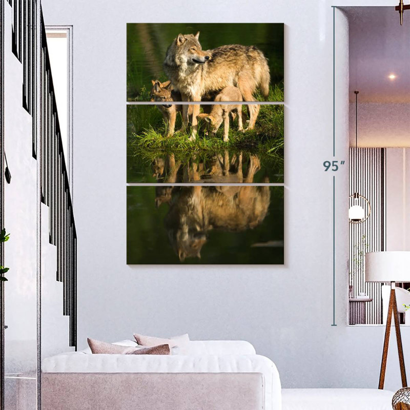 Brampt Wolves By The Lake, 45" H x 28" W