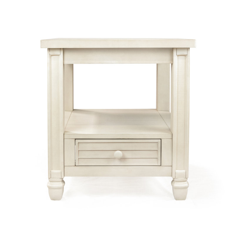 Table de bout avec rangement Massimo, Blanc