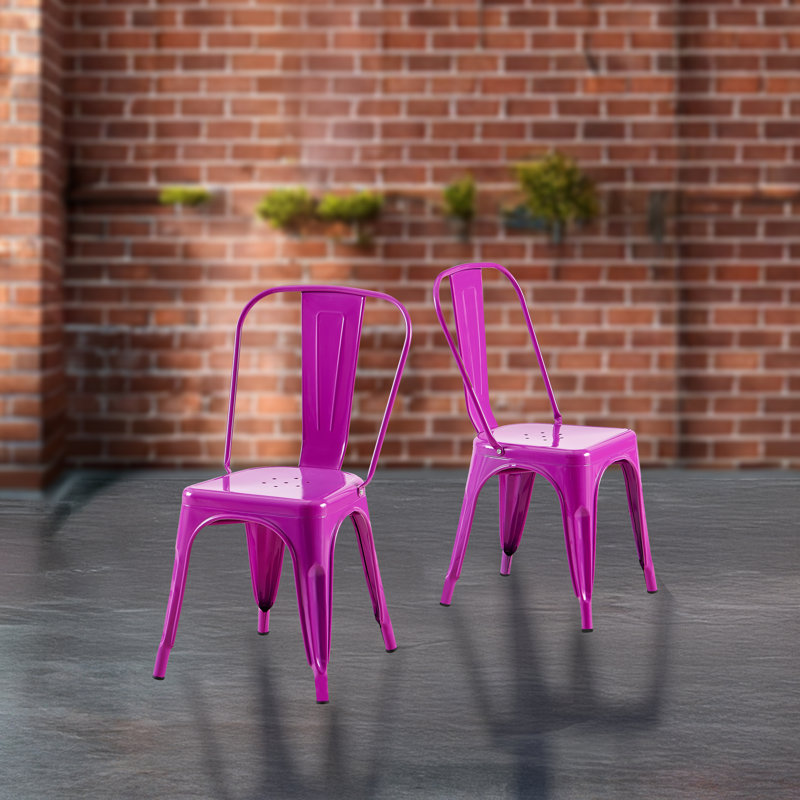 Chaises de bar modernes pour salle à manger en métal ultrabrillant, H 33 po x l 17 po x P 17 po, Bleu très foncé
