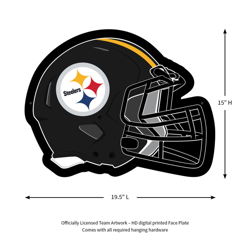 Enseigne murale lumineuse NFL à DEL pour casque, Steelers de Pittsburgh