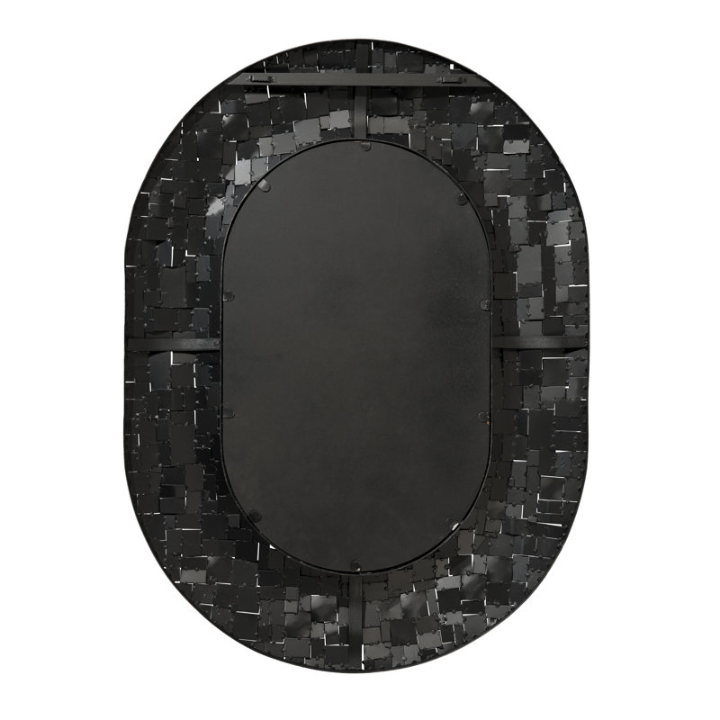 Black Iron Patchwork Rectangular Wall Mirror