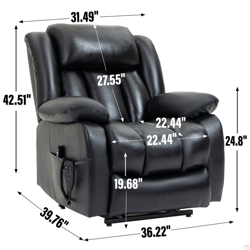 Fauteuil inclinable électrique à deux moteurs en cuir véritable à double position à position infinie avec massage par vibration à 8 points et chauffage lombaire