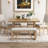 6-Piece Retro Dining Table Set For 6, 60 Inch Wood Kitchen Table And Chairs With Bench, Trestle Base Design For Elegant Dining, Dining Table Set-28575205