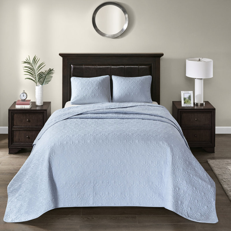 Couvre-lit réversible très grand bleu - matelassé pour un look élégant