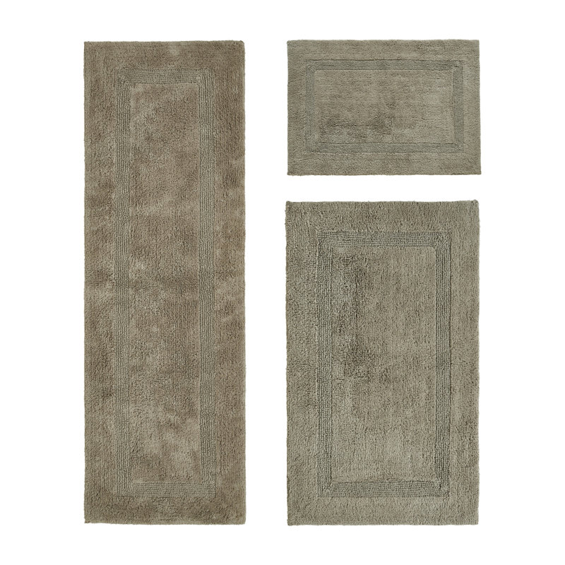 Annerose Premium 100% Cotton 3 Piece Bath Rug Sets, Machine Washable, Super Absorbent & Tufted Weave Reversible Bath Mat for Bathroom, Shower, and Tub, Oeko-Tex Certified Bathroom Rugs