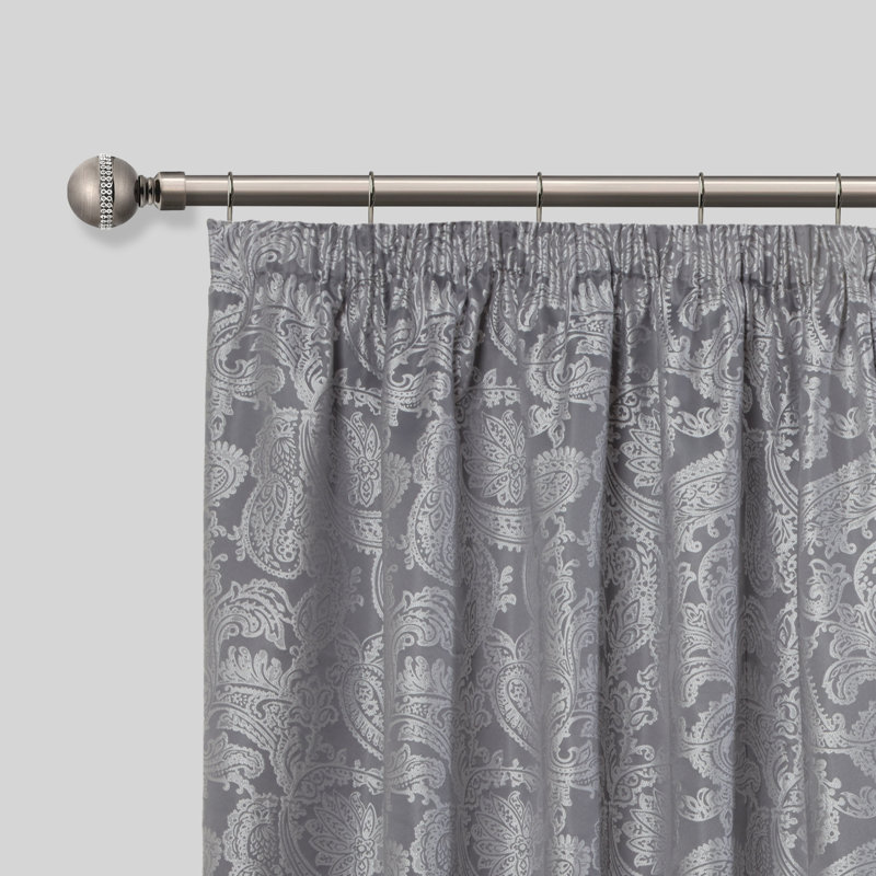 Bling Diamond Adjustable 2cm Single Curtain Pole, Black Silk, 1.6 - 3m