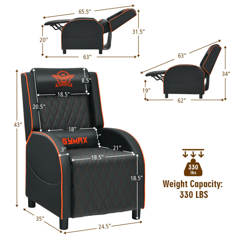 Faux Leather Massage Chair, Orange Faux Leather