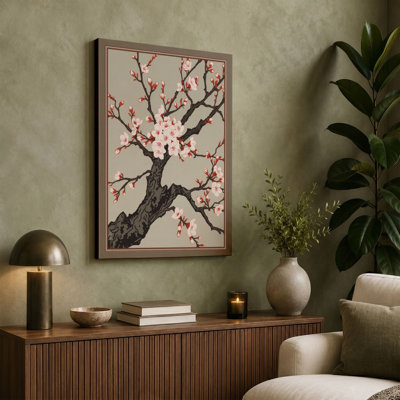 Spring Blossom Branch Japandi - Wrapped Canvas