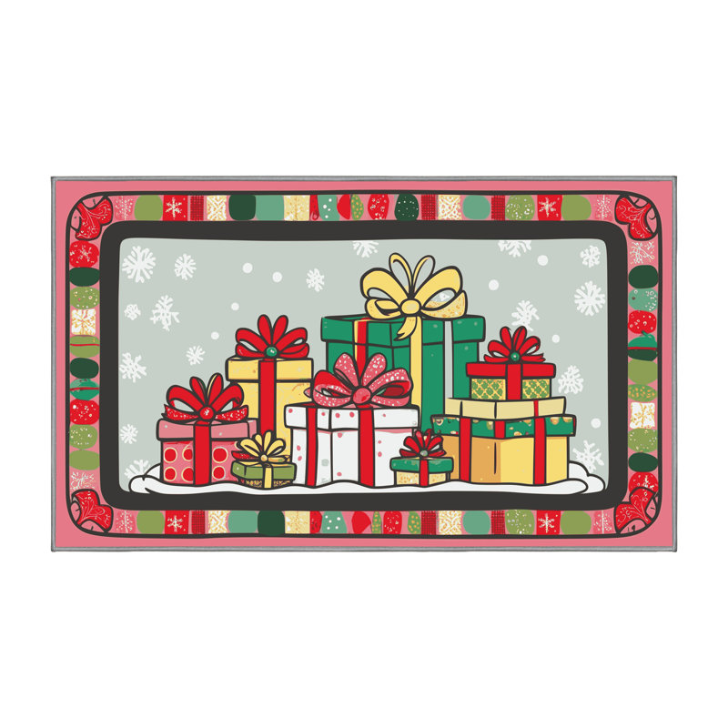 Tapis de vacances d'hiver de Noël lavable The Holiday Aisle®, Rectangulaire 8 pi x 10 pi