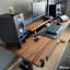 Bureau double debout en bois franc avec tiroir - Noyer / 60 x 30 pouces avec œillets / noir mat-166210192