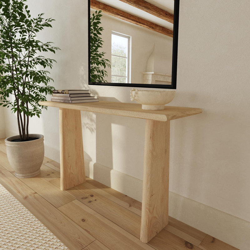Koreena Plank Wood Console Table, Natural Brown