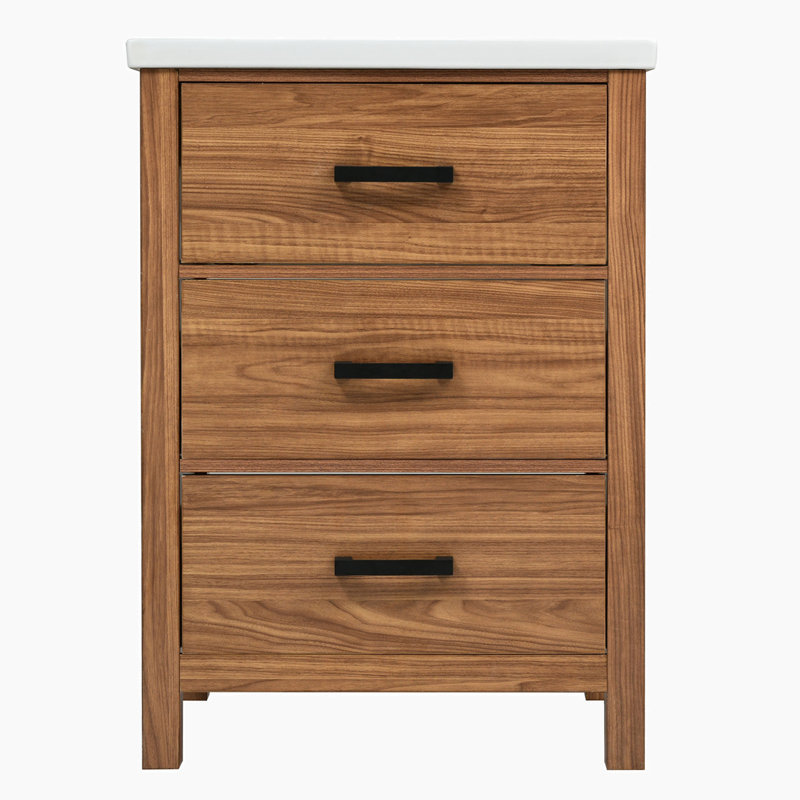 Meuble-lavabo autoportant simple avec plateau en céramique 24,4 po Hughs rebond