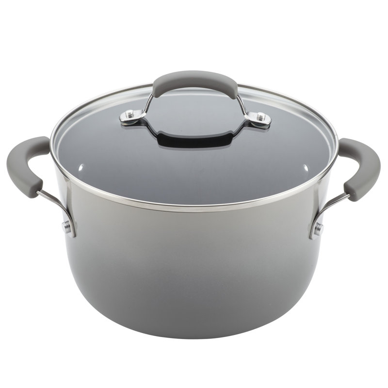 Gray 14-Piece Nonstick Aluminum Cookware Set with Enamel Finish