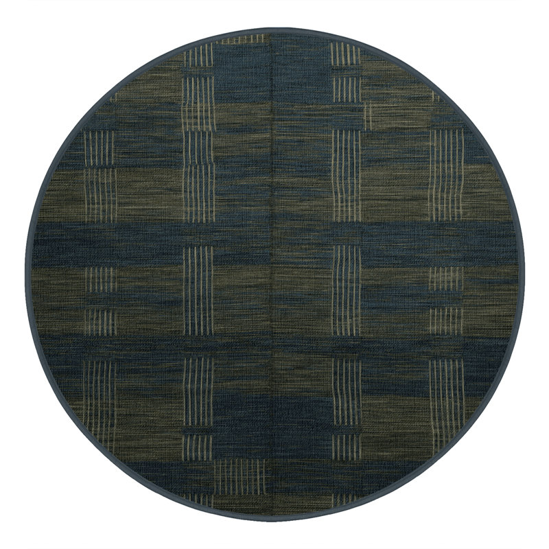 Machine Washable Checkered Gray Area Rug, Round 6'