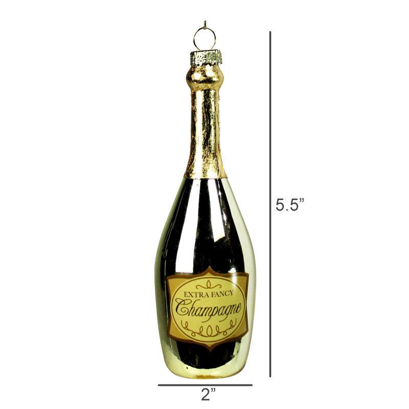 Ornement bouteille de champagne, verre