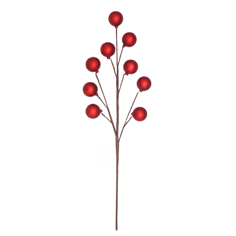 9 Ball Ornaments Christmas Pick, Rouge