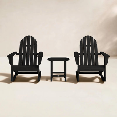 Ensemble de chaises berçantes 3 pièces Adirondack Vineyard avec table d'appoint 18 "South Beach