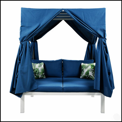 Outdoor Patio Sunbed With Adjustable Canopy, Thick Cushions For Ultimate Relaxation, Perfect For Garden Or Poolside