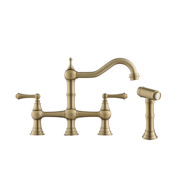 Newport Brass East Square Kitchen Bridge Faucet with Side Spray ...