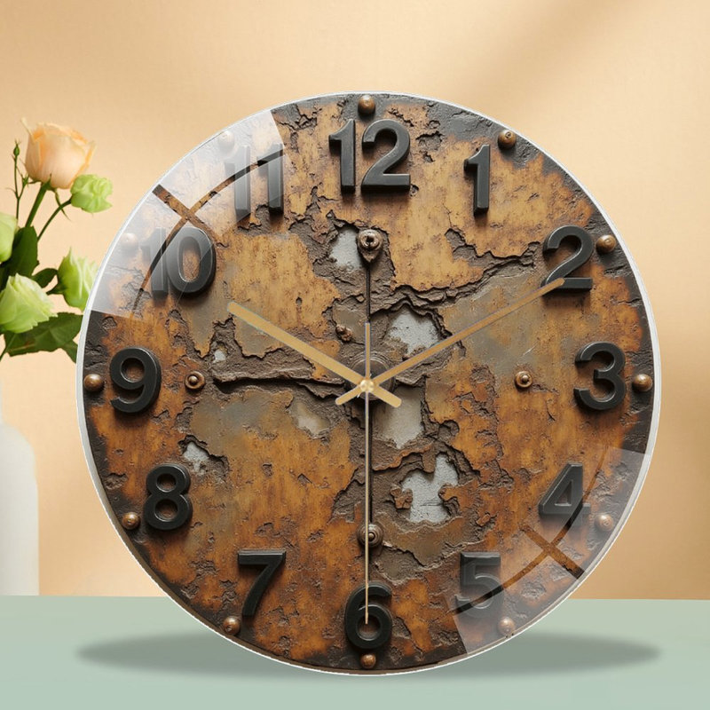 Horloge murale rétro vintage avec grands chiffres - horloge murale moderne en verre 12 po