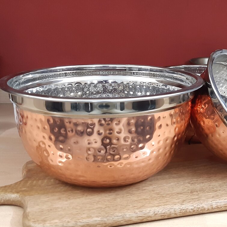Hammered Copper Stainless Steel Mixing Bowls Set