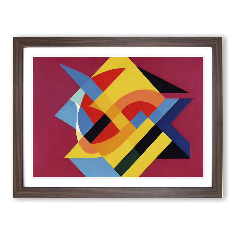 XH1022-8697X Supreme Abstract Art 1 Piece Single Picture Frame Wall Art, 34cm H x 46cm W x 2cm D, Walnut
