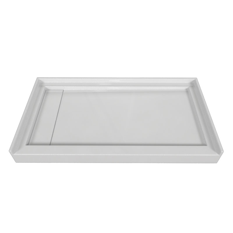 Signature 54'' W 32'' D Rectangular Single Shower Base, Biscuit, Left