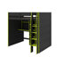 Lit mezzanine en bois pleine grandeur avec bureau, tablettes de rangement et échelle intégrée, équipé d'un placard de rangement-1672071026