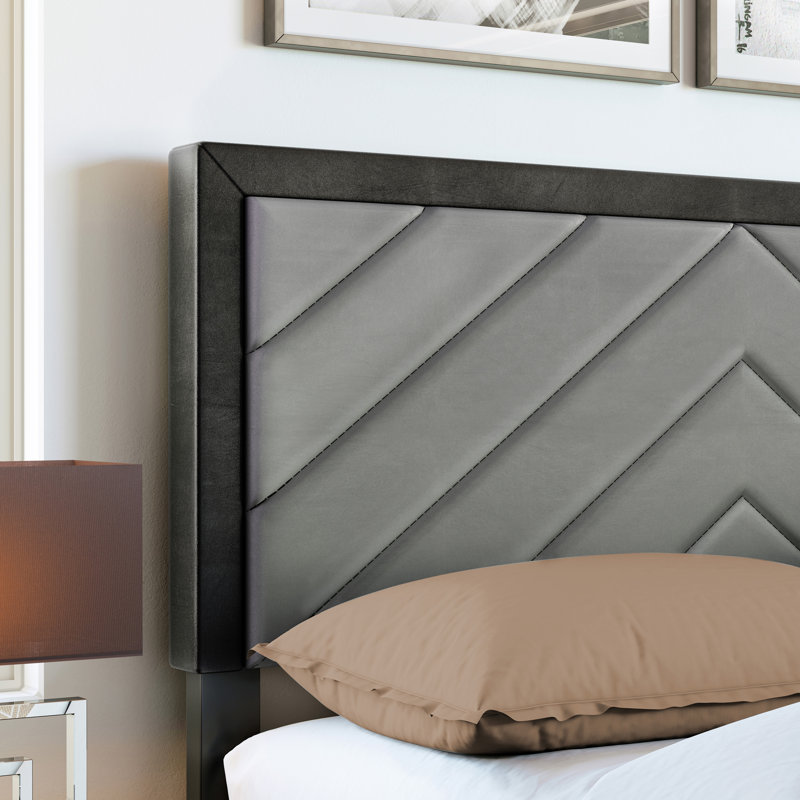 Barcelona Linen or Faux Leather Upholstered Platform Bed Frame with Adjustable Headboard, Heavy Duty Slat Support System, No Box Spring Required - Boyd Sleep