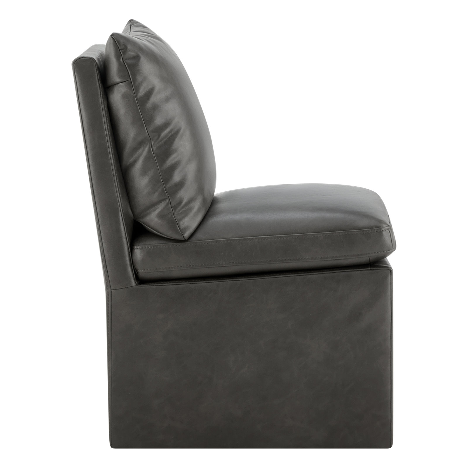 Alayaa Linen Dining Chair, Gray Faux Leather