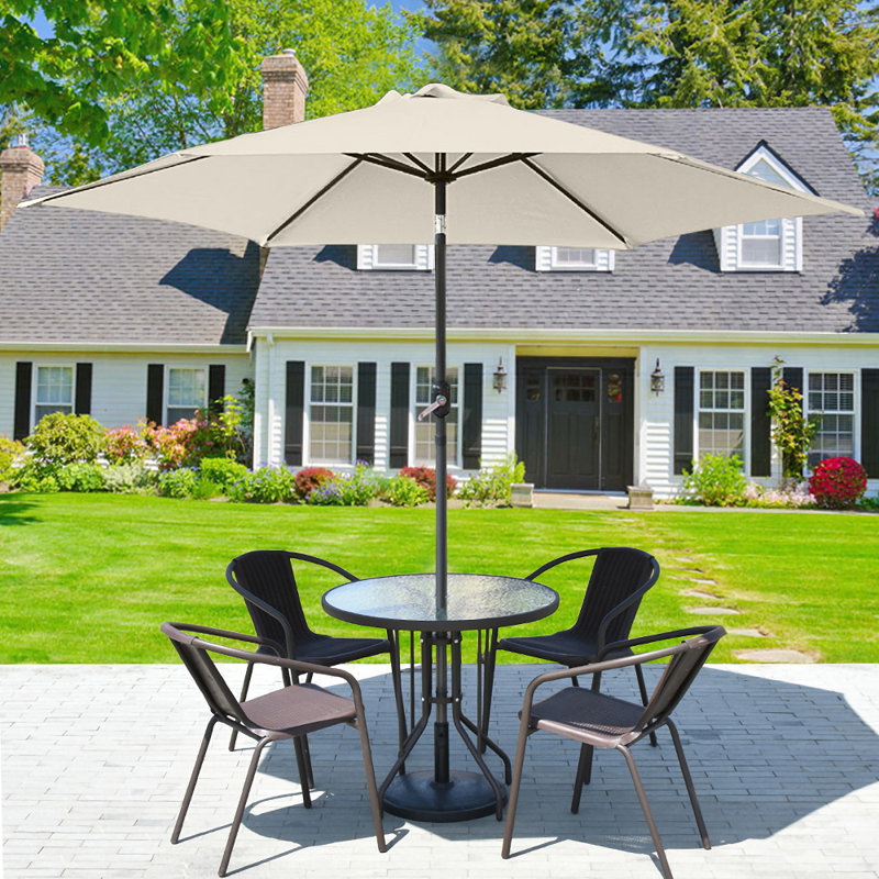 Prado Traditional Parasol, Cream, 235cm H x 270cm W x 270cm D