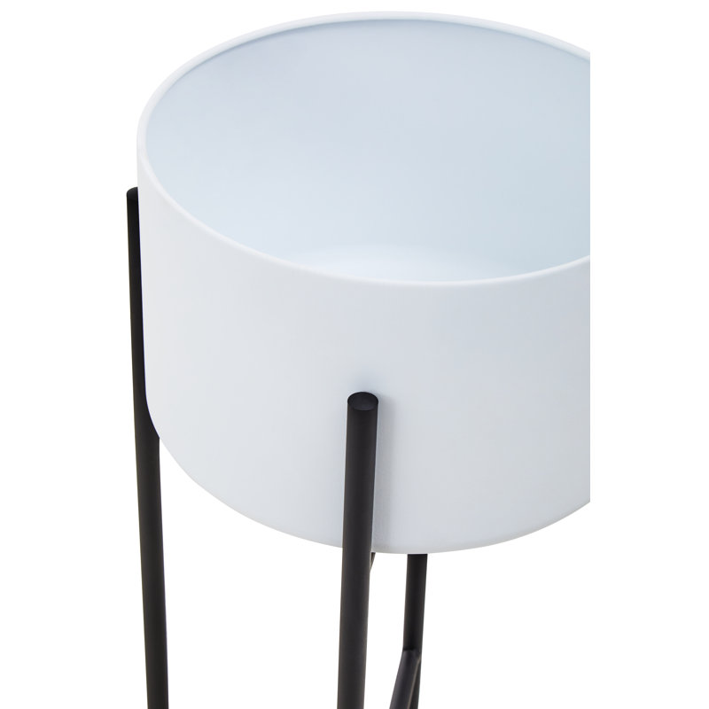 Maleiyah Metal Cachepot, White/Black, 55 x 28 x 80