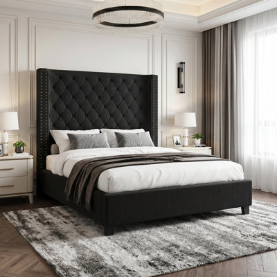 Charette Upholstered Wingback Bed