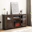Meuble télé l 61,57 po, foyer 18 po, armoire 2 portes, 6 trous pour câbles, console de divertissement multifonctionnelle, portes l 61,57 po, gestion, tablette réglable