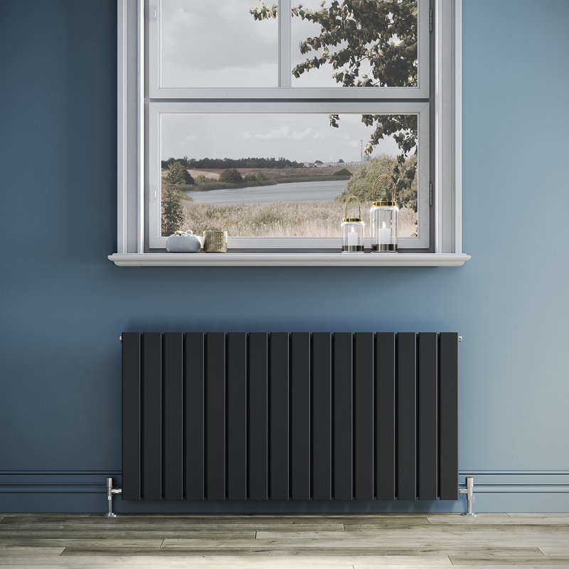 Tanya Horizontal Designer Radiator, Anthracite, 60cm H x 121.6cm W x 6.1cm D
