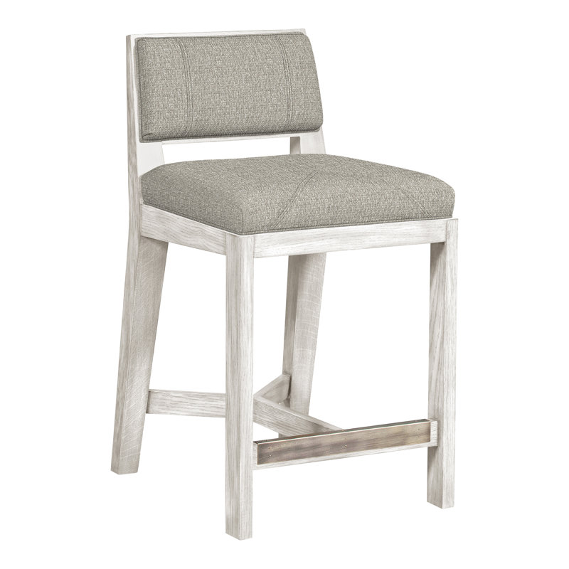 Scoville By Thom Filicia Upholstered Counter Stool with Solid Wood Frame, Navajo, Galet Tarbee