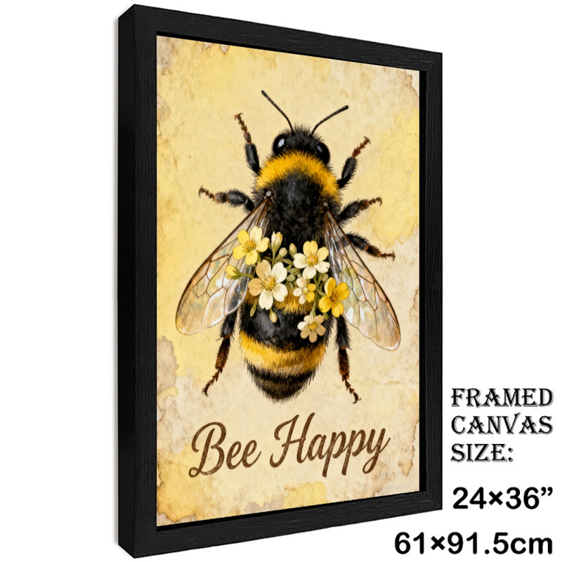 "Black Bee", art mural rétro, impression encadrée de style rétro, H 37 po x l 25 po
