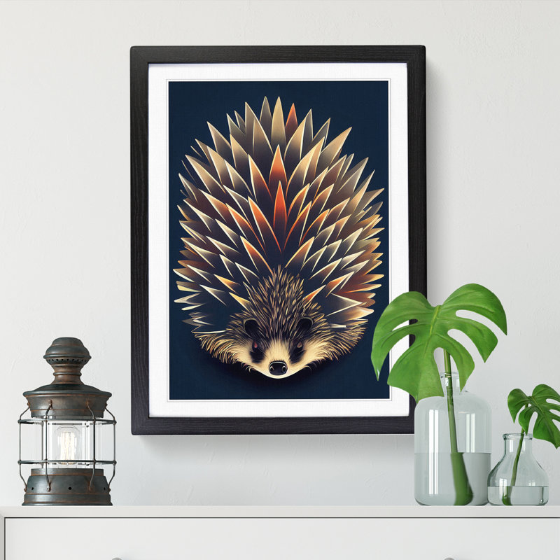 Adamm Hedgehog Futuristic - Picture Frame Print, Black, 64cm H x 46cm W