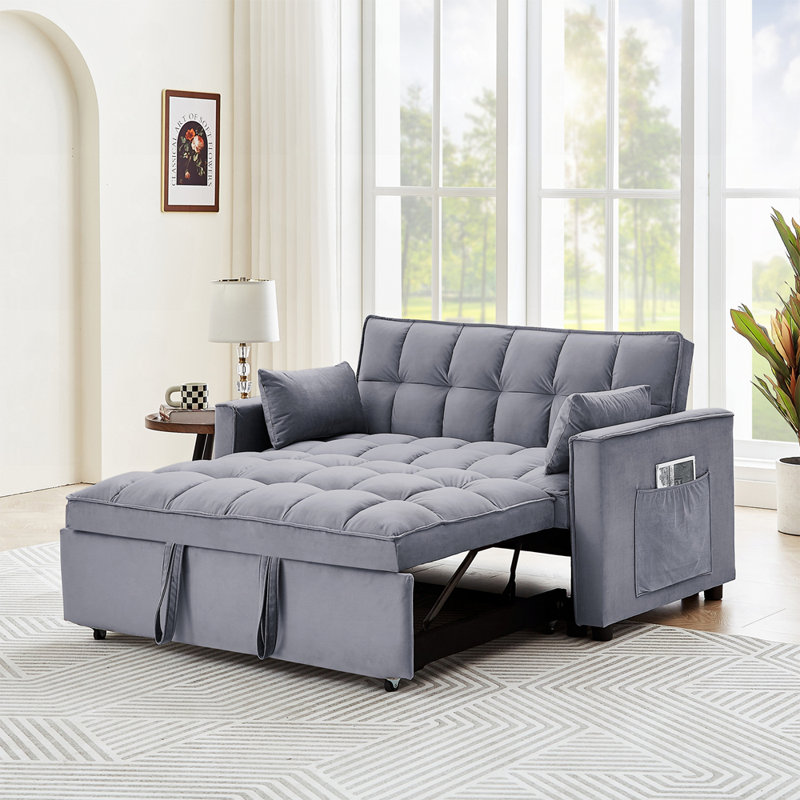Cubbindall Upholstered Convertible Sofa Bed,Sleeper Sofa,Sofa,Modern Sofa,Accent Sofa, Gray Velvet