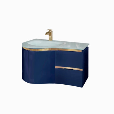 Cartago 36'' Single Bathroom Vanity with Glass Top