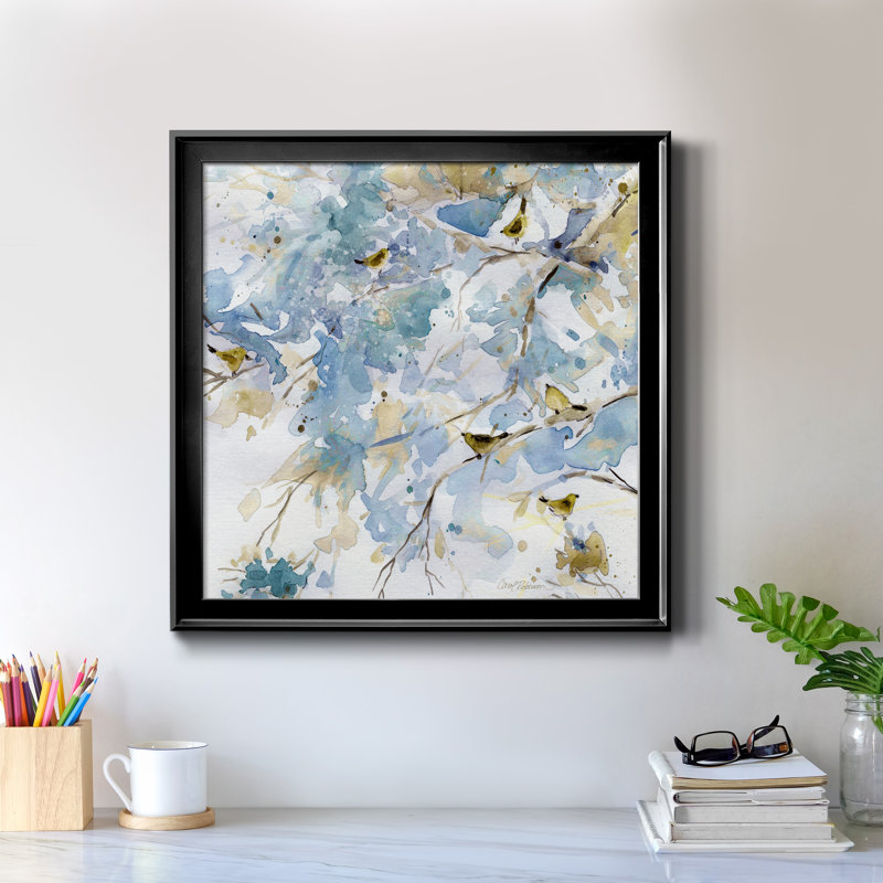 «Topaz Spring II», peinture sur toile encadrée, H 34,5 po x l 34,5 po x P 1,5 po, Cadre noir