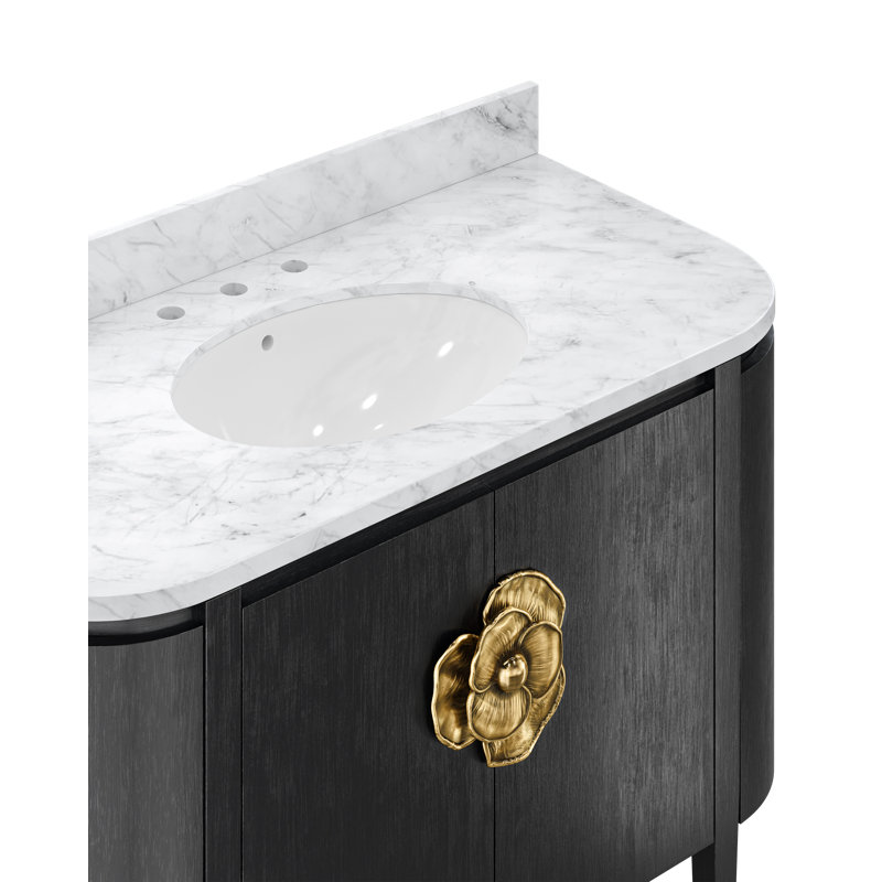 Briallen White 48" Vanity with Undermount Sink, Caviar Black