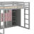 Full Size Wood Loft Bed With Wardrobe, Shelves And Cabinet-1247412967