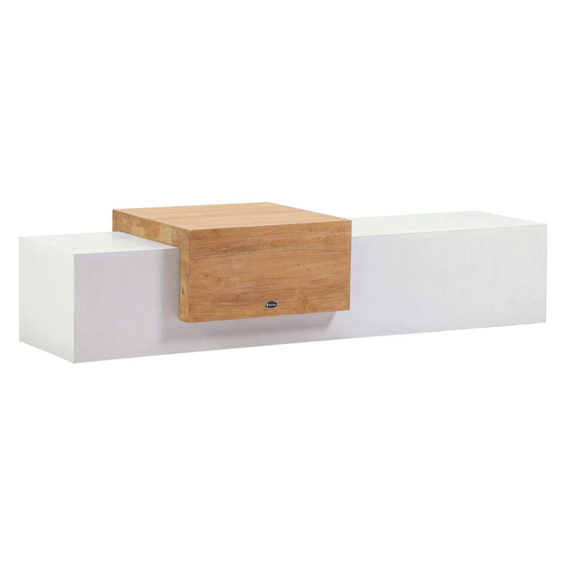 Monolith Outdoor Dining Bench, Ivory White