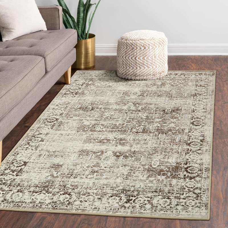 Kiner Vintage Machine Washable Area RugsPerfect for Living Room, Dining Room, Bedroom, Rectangle 4' x 6'