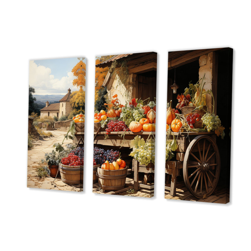 Countryside Crimson Vineyard I - Countryside Wall Decor Set, H 40 po x l 60 po x P 1 po